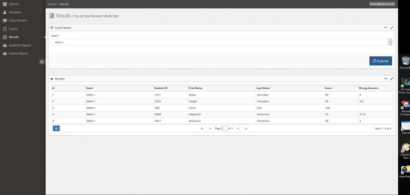 screenshot of Exam Reader